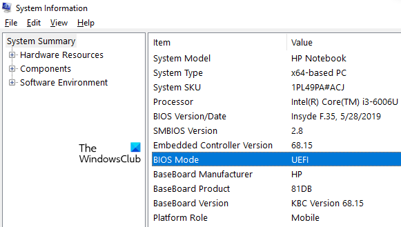 Check if BIOS mode is Legacy or UEFI