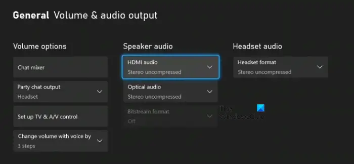 Configure Speaker sudio settings on Xbox