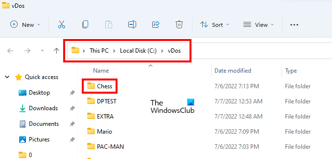 Create a new folder in vDos directory