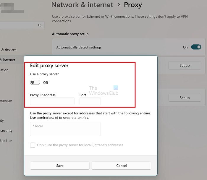 Disable Manual Proxy Windows