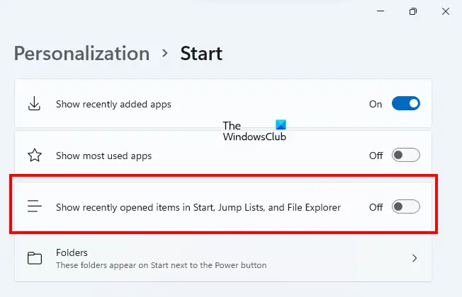Disable recently opened items in Windows Explorer