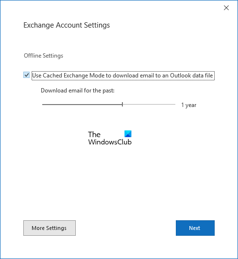 Enable Cached Exchange Mode in Outlook