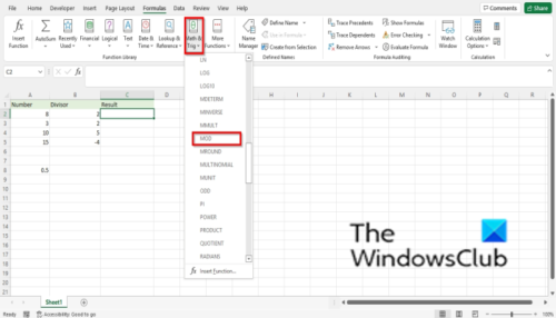 How to use the MOD function in Microsoft Excel
