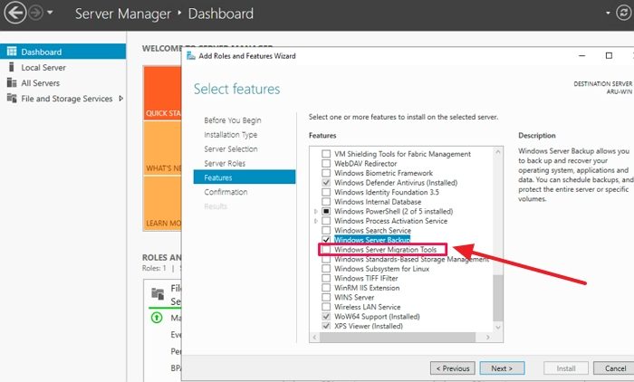 Install Windows Server Migration Tools