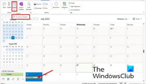 how to attach email to outlook calendar event