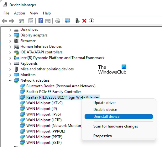 Reinstall network adapter