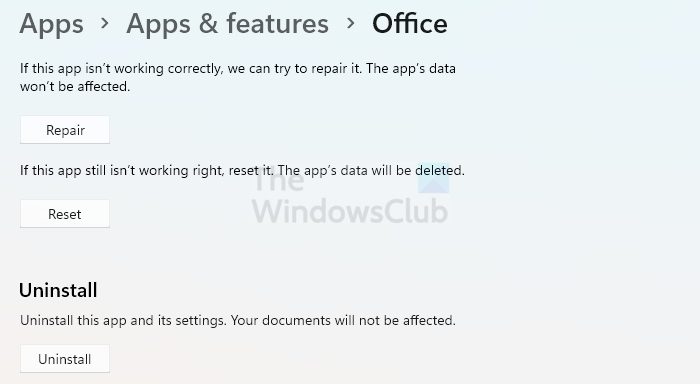 Repair Microsoft Office