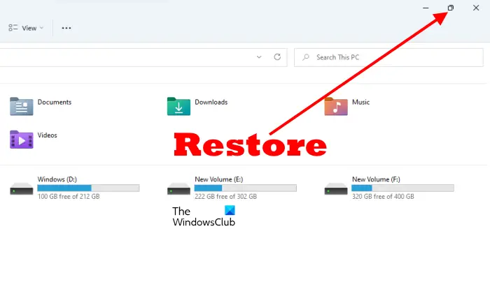 Restore an app in Windows