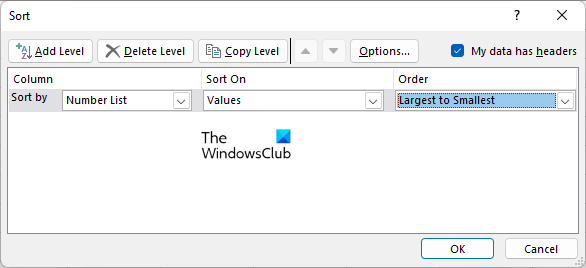 Reverse list in Excel using Sort feature