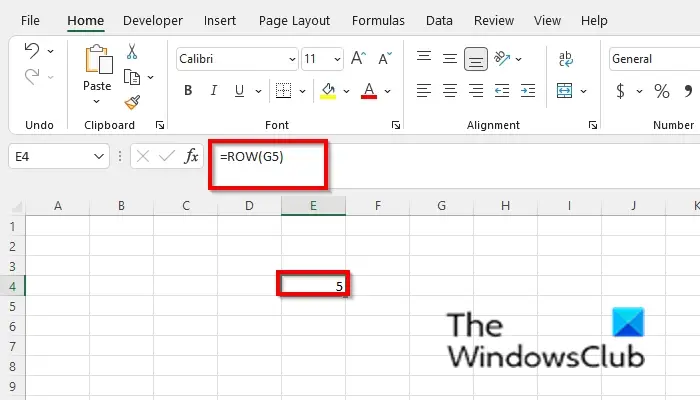 RowG5 How to use the Row function in Excel