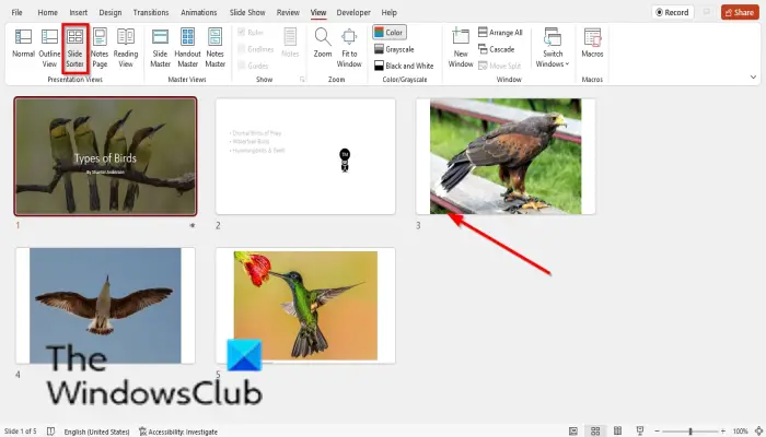 How to switch between views in PowerPoint