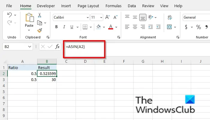 How to use the ASIN function in Excel