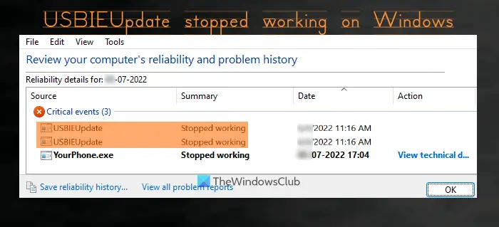 USBIEUpdate stopped working on windows