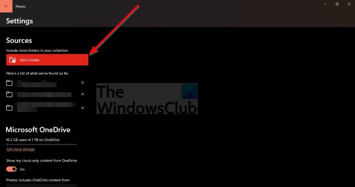 Windows Photos Add a folder