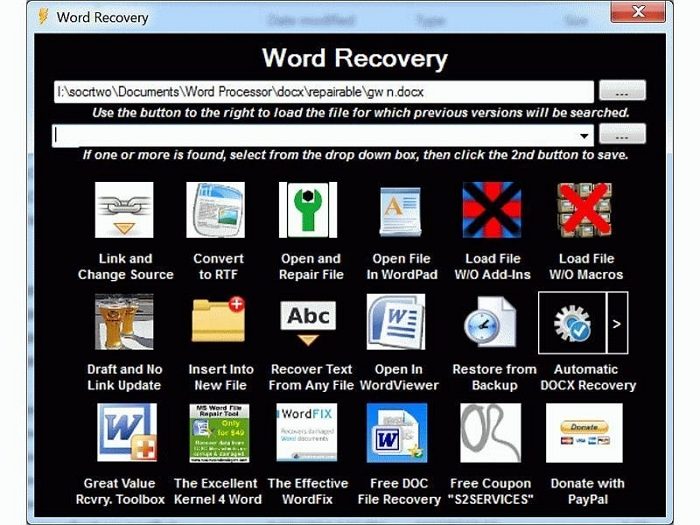 Word Recovery Sourceforge