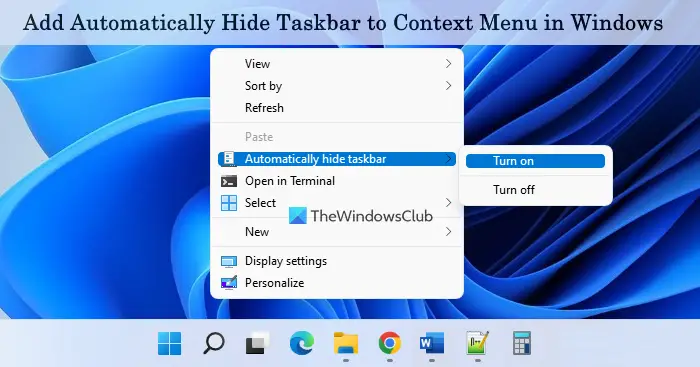 add automatically hide taskbar to context menu