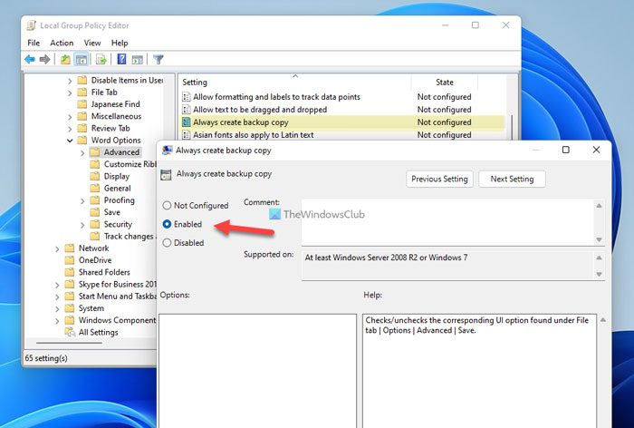 Make Word always create a backup copy of a document - 78