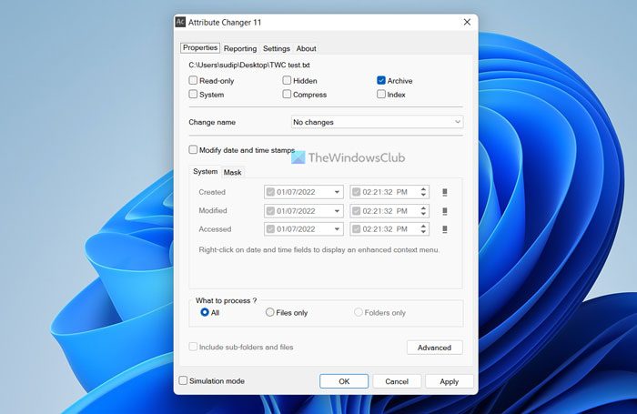 Attribute Changer lets you change file & folder attributes in Windows 11/10