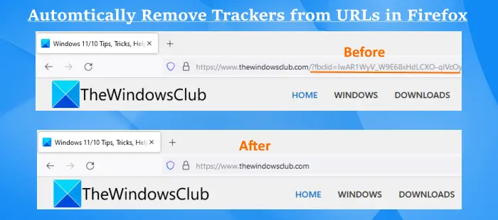 automatically remove trackers from urls in firefox