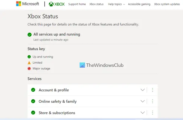 Check the Xbox Live Service Status