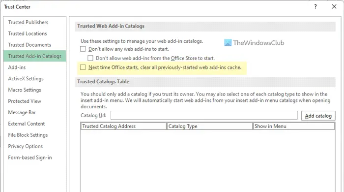 How to clear web add-ins cache automatically on exit or start in Word, Excel, PowerPoint