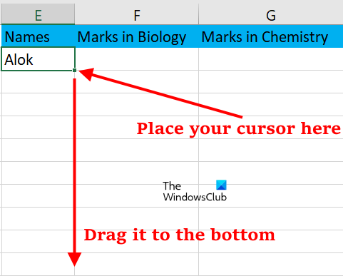 copy formula to other cells of first column
