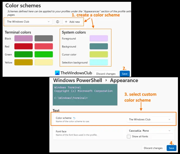 create and set custom color scheme