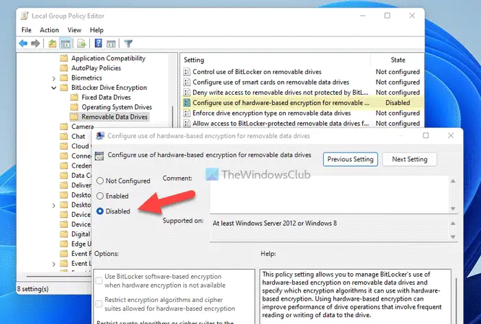 Disable Hardware based encryption on BitLocker Removable drives - 45