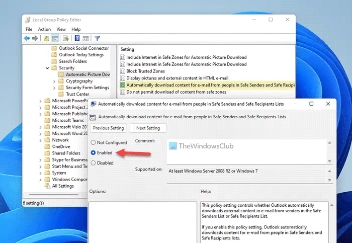 Do you want to download external content - Outlook