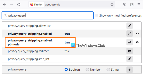 enable privacy query stripping private mode