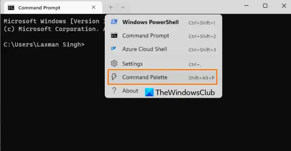 open command palette windows terminal