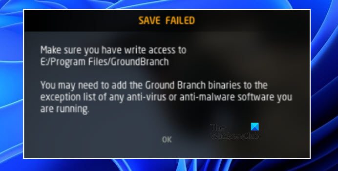 Fix Save Failed on Ground Branch