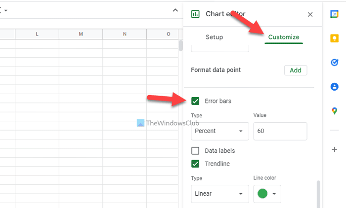 How to show error bar in Google Sheets chart