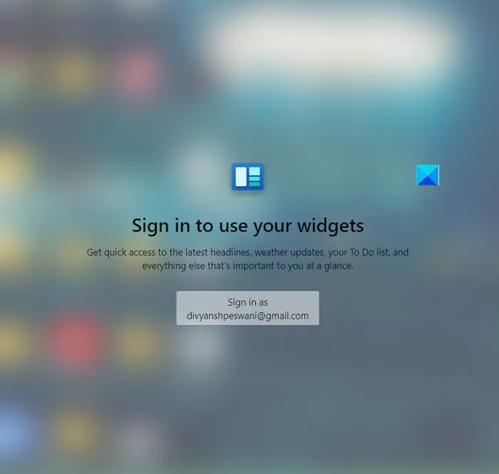 How to sign in or sign out of Widgets Board in Windows 11