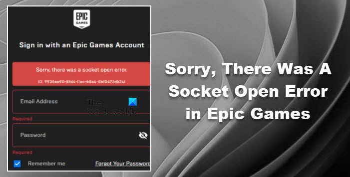 Sorry, There Was A Socket Open Error in Epic Games