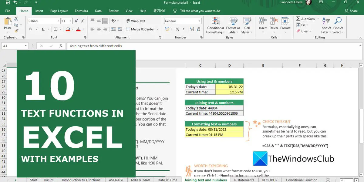 10 Text functions in Excel with examples