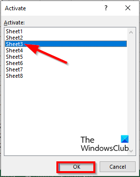 Activate dialog box (7 Ways to switch between worksheets in Excel)