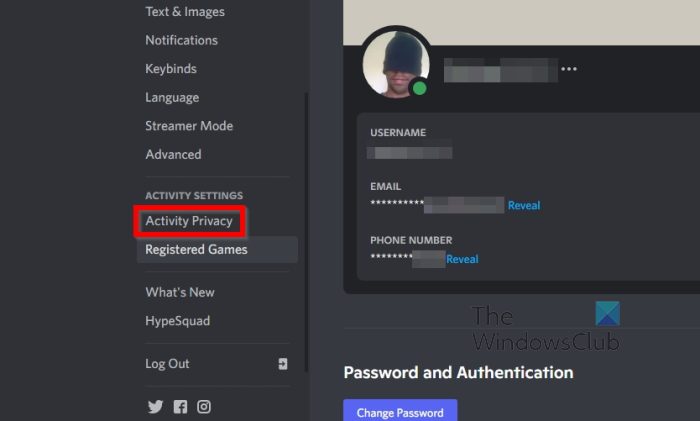 Activity Privacy Discord