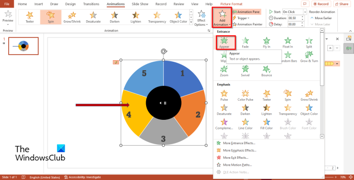 How to create a Spinning Wheel animation in PowerPoint