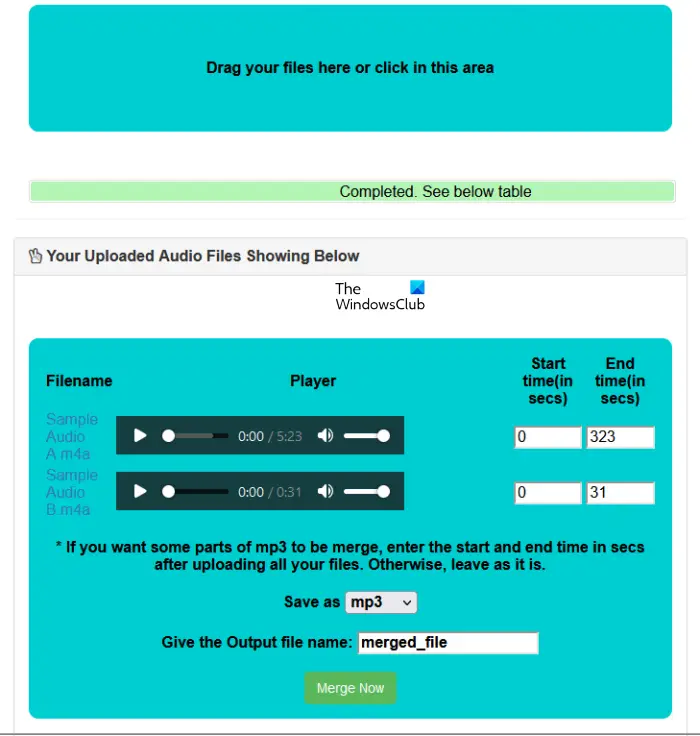 Audio Joiner from Free Online Editor