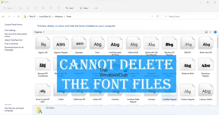 Cannot delete the font files