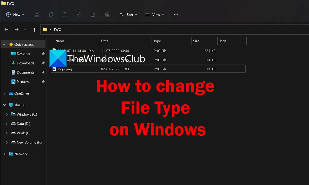Change file type on Windows