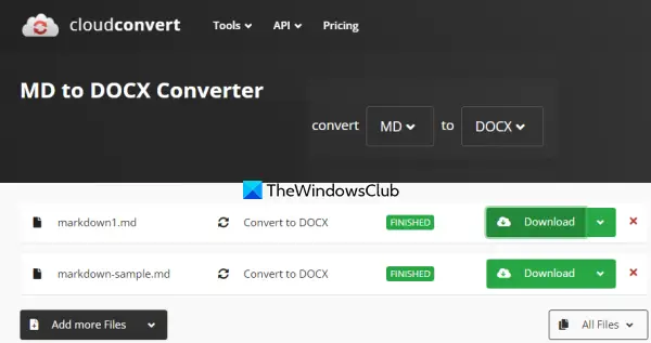 CloudConvert MD to DOCX Converter