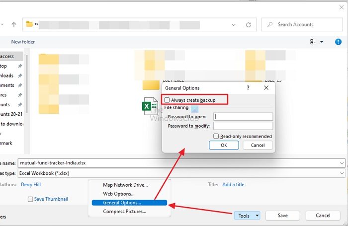 Create Backup Excel File