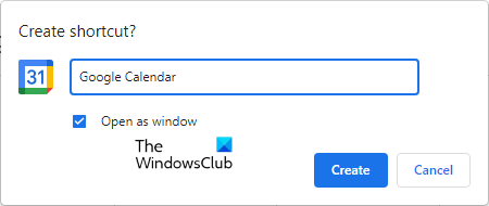 Create Google Calendar desktop shortcut