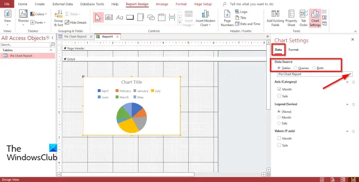 How to create a Pie Chart in Access