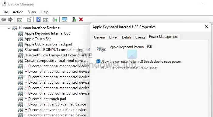 Device Manager Power Settings