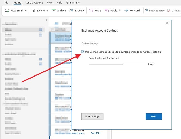 Disable Cached Mode Outlook Exchange
