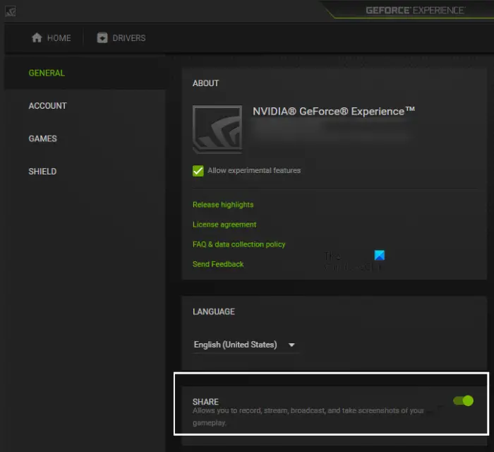 Deaktivieren Sie Das Geforce Experience Share-In-Game-Overlay