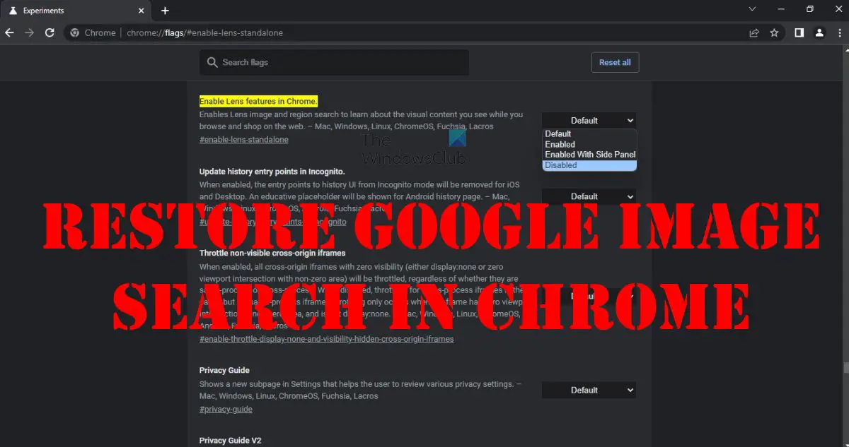 Restore Google Image Search in Chrome